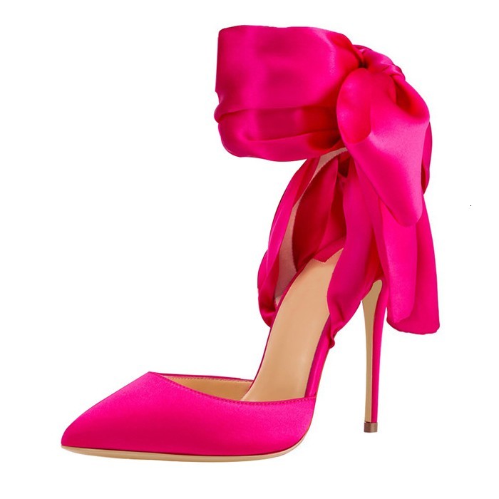 

Sandals Crossed Strap Outside Bow Red Black Bridal Wedding Dress Shoes Summer Party Prom 12cm Heels Pumps Big Size C042A M4Q8