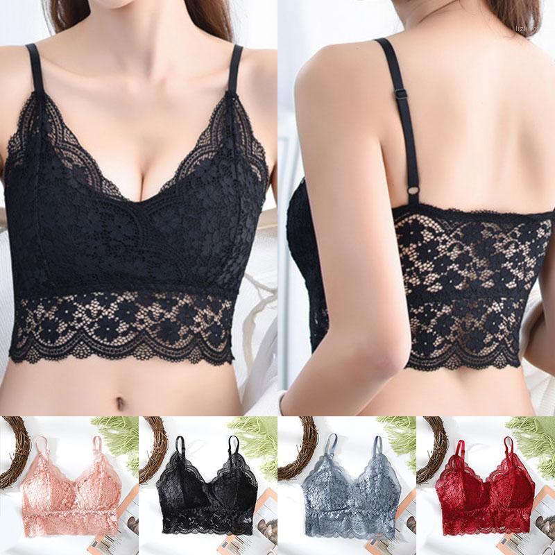

Arrival Women Push Up Wireless Lace Bra Top Plus Size Underwear Lingerie Full Cup V-Neck Tube Camisoles & Tanks, Black
