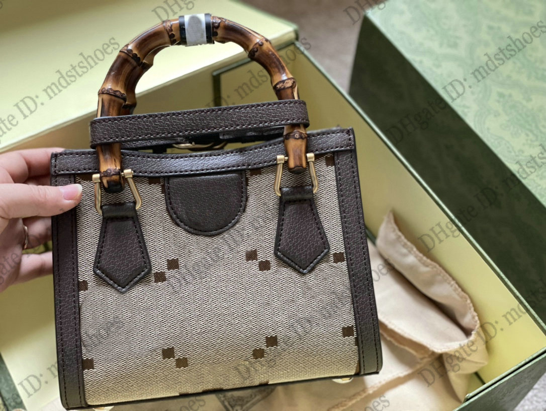 

Diana Mini Tote Bamboo bag Brown Letter Canvas Bag Designer Luxurys Handbag Leather Cross Body Shoulder Bags For Female with 2 decorative neon belt handle shapers