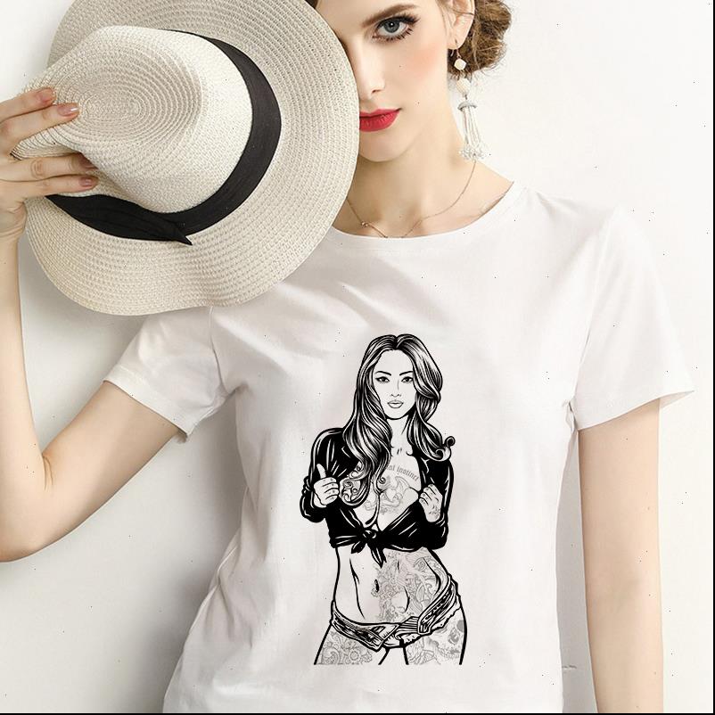 

women t shirt tattoo beauty printed fashion harajuku retro short sleeve white thin tshirt clothing