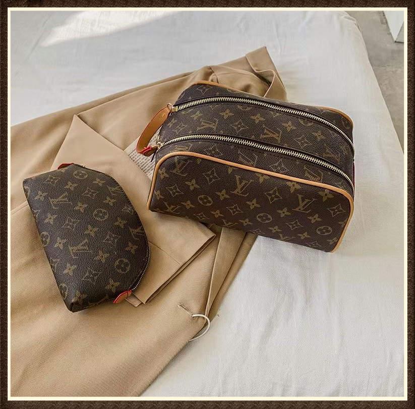 

1-15 LV LOUIS 1 VITTON luxurys Cosmetic Bags travel purses Designers Women wallets leather wash handbags makeup toiletry bag 2pcs, Red;black