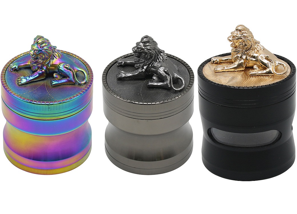 

Cigarette Smoking Grinder Lion Colorful Dry Herb Grinding Tobacco leaf Kirsite Zinc Accessories Grinders Tool 4 Parts Concave Convex Design