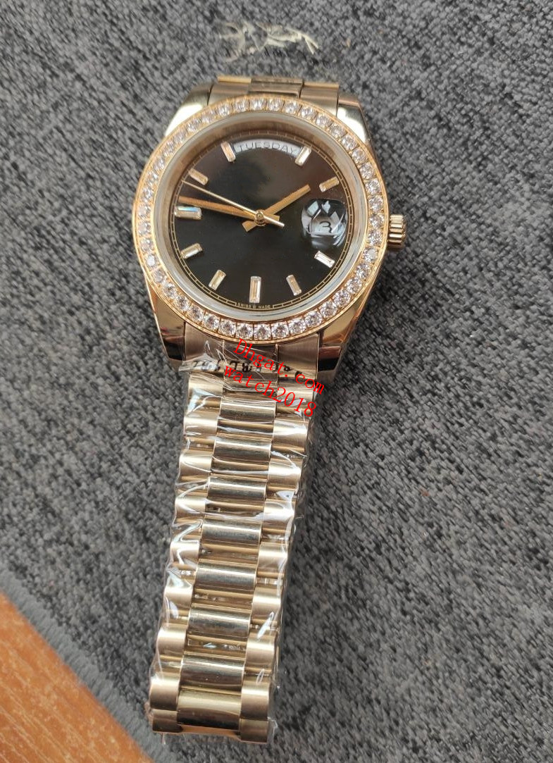 

Classic Mens Watches Sapphire 228348 40mm Black Dial Diamond Bezel 18K Yellow Gold Stainless Steel Baelet Luxury Watch Waterproof, Sapphire glass