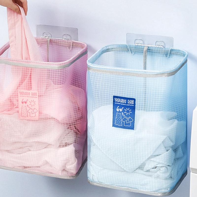 

Storage Bags 2 Pcs Wall Mounted Breathable Laundry Basket,Foldable Dirty Clothes Basket For Bathroom