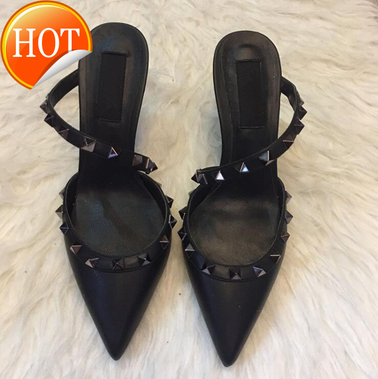

2021 designer new pointed stiletto sandals ladies pointed high heeled sandals size -43