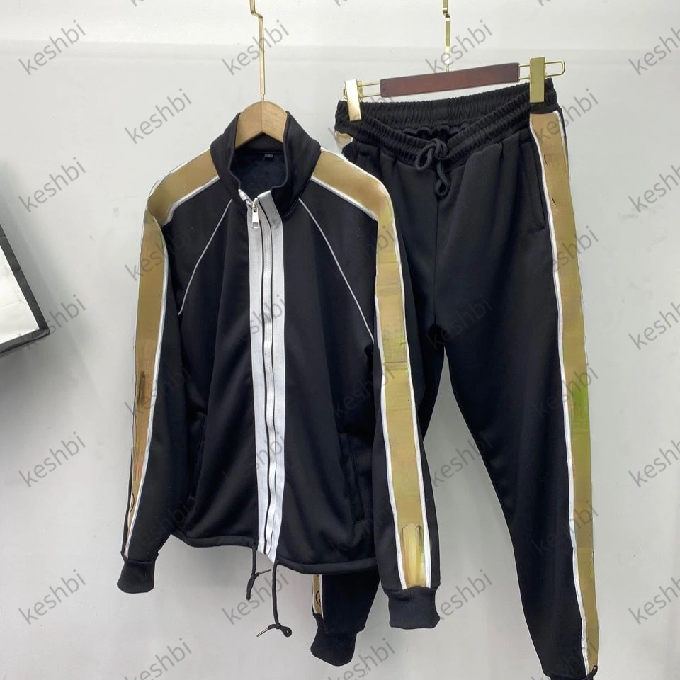 

Fashion Men Casual Tracksuits Casual Sportswear High Street Jacket Trousers Suits 2 Piece Suit, Black