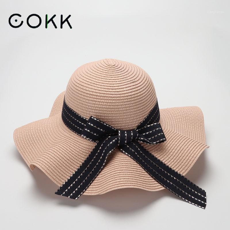 

Sun Hat Summer Women Travel Beach Wide Brim Stripe Bow Outdoor Straw Floppy Female Sunshade Suncreen Sunhat Gorro Hats, Blue;gray