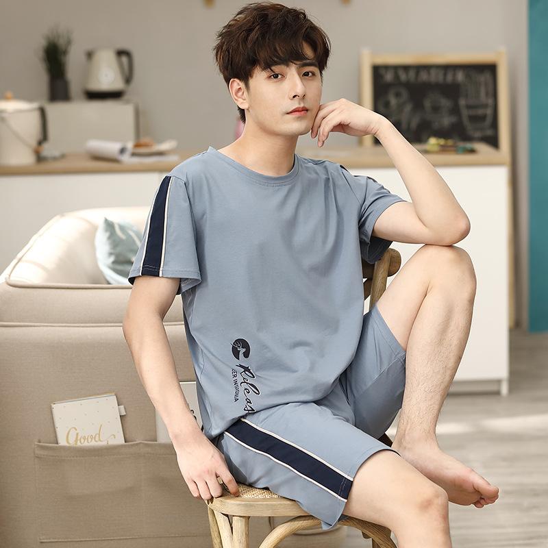 

Men's Sleepwear Pijamas Hombre Verano Manga Corta 2 Piece Pajama Set Casual Male Homewear Home Letter Printed Soft Schlafanzug Short Pajamas, Pajamas set 19