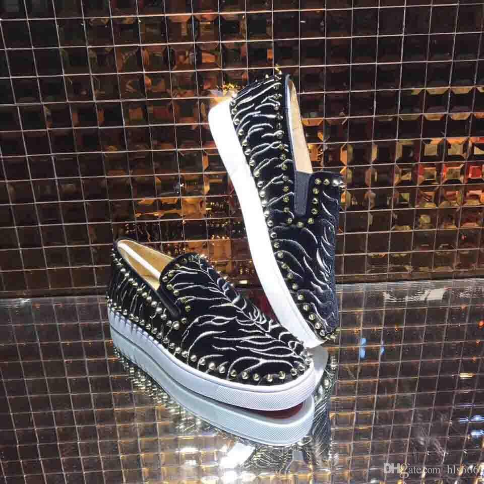 

2020 Top Quality Men's Shoes Flats Red Bottom Name Brand,Men Classices Pik Boat Genuine Leather Milklou St kMD Size 5 14 LOUBOUTIN CHRISTIAN, Blue