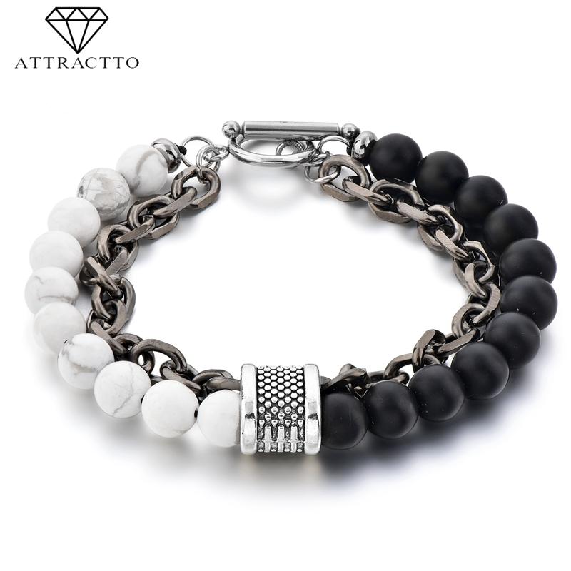 

Link Chain ATTRACTTO Cuban Bracelets Bangles For Women Men Stainless Steel Bracelet Handmade Jewelry Distance SBR190037Link