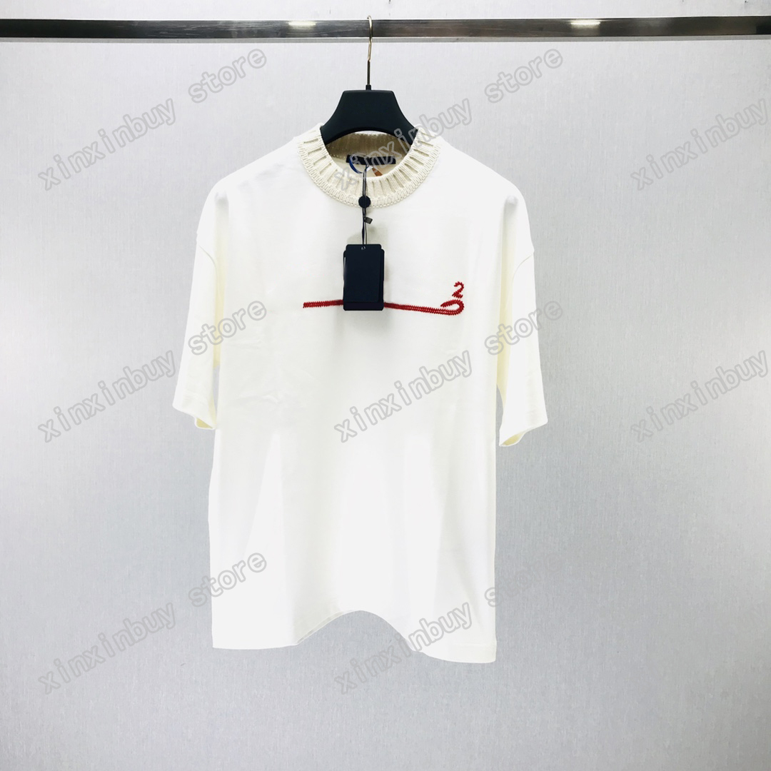 

21ss Designers Tee top Mens Womens T Shirts knit weave letters pattern Embroidery Man Paris Fashion T-shirt short Sleeve luxurys Tshirts black white S-L, Multi