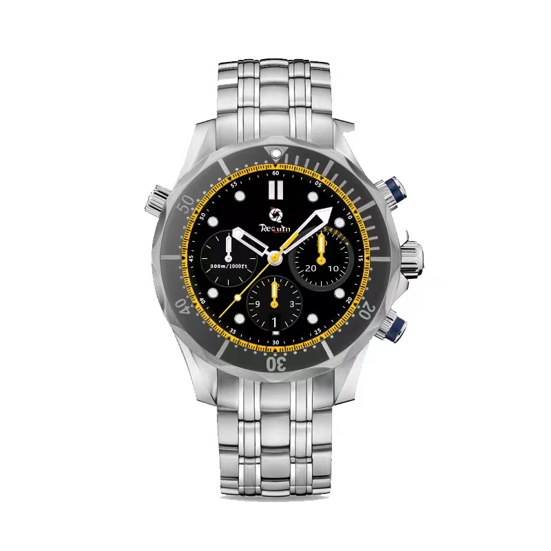 

Men's Luxury Quartz Watch Sea REQUIN Silver White Stainless Steel Case Black Full Working Chronograph Function Dial Master 212.30.44.50.01.002 Brand, Multi-color