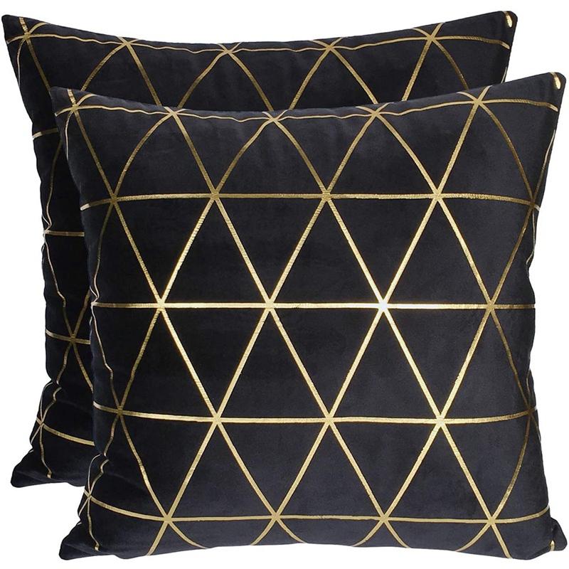 

Cushion/Decorative Pillow Pillowcases, Square Decorative Velvet 45X45cm, Set Of 2 (Black)