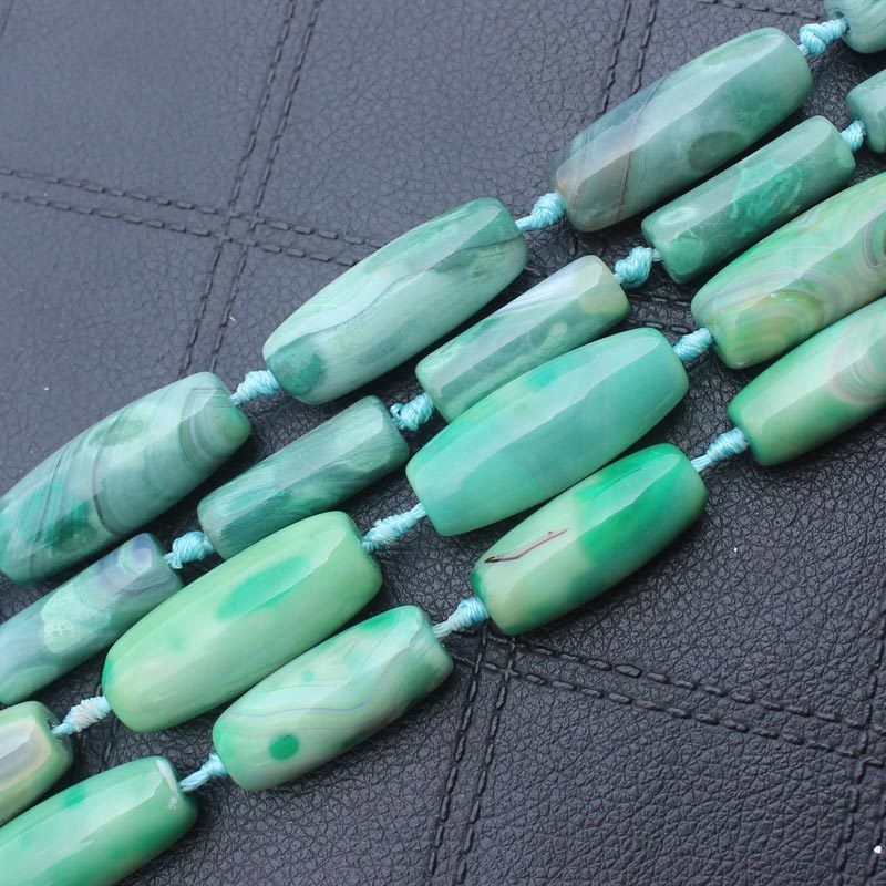 

Natural Stone Beads,Blue/Green Fire Dragon Agates Spacer Bead Length 30mm/40mm ,For DIY Jewelry Making, pendant,necklace