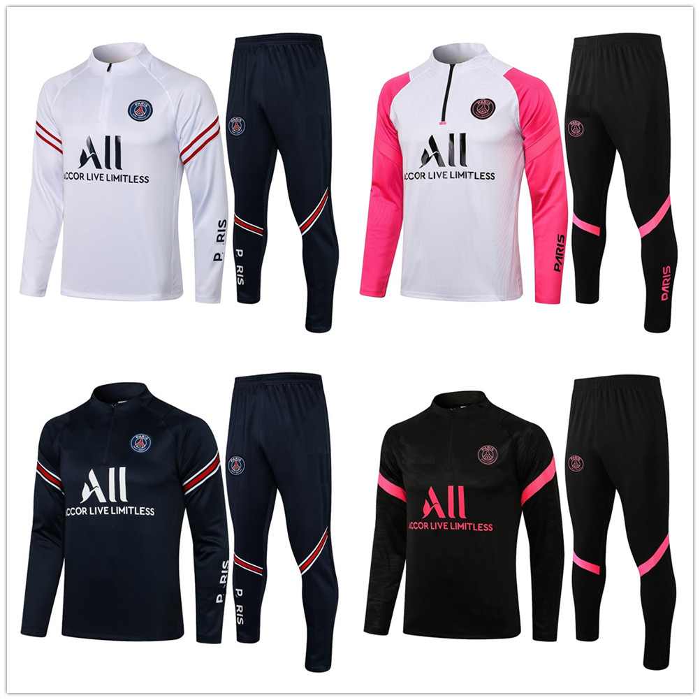 

2021 2022 adult kit Long sleeves psgsoccer jacket uniforms tracksuits Paris soccer jersey MESSI MbappÃ© sergio ramos 21 22 train footba, Black