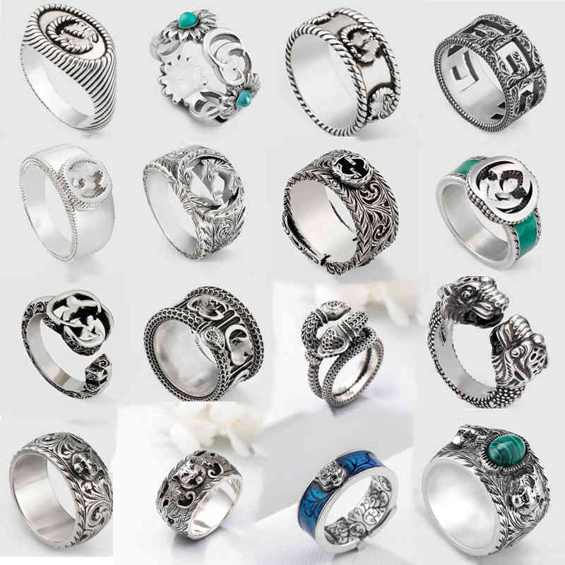 

designer jewelry S925 Sterling Silver Ring old hip hop Style Men's and women's Daisy skull batchXLWW