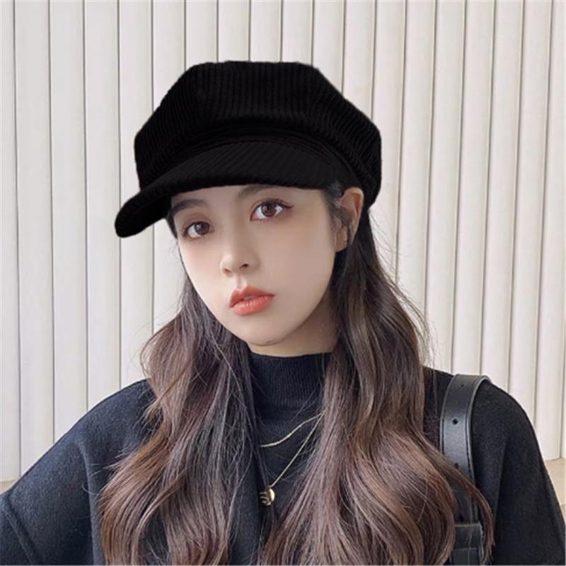 

Berets Hat Woman PlaidFashion Outdoor Leisure Art PainterHat Casual Street Personality Corduroy Octagonal, Blue