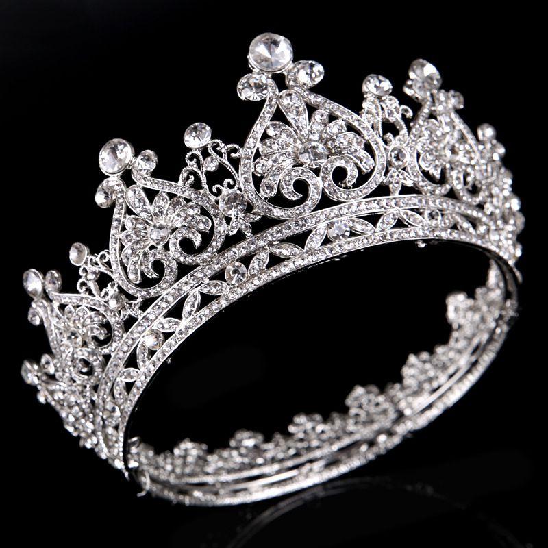 

Hair Clips & Barrettes TANGTANG Crown Tiara Wedding Accessories -selling Crystal Circle Heart-shaped Bridal Headdress HG216, Golden;silver