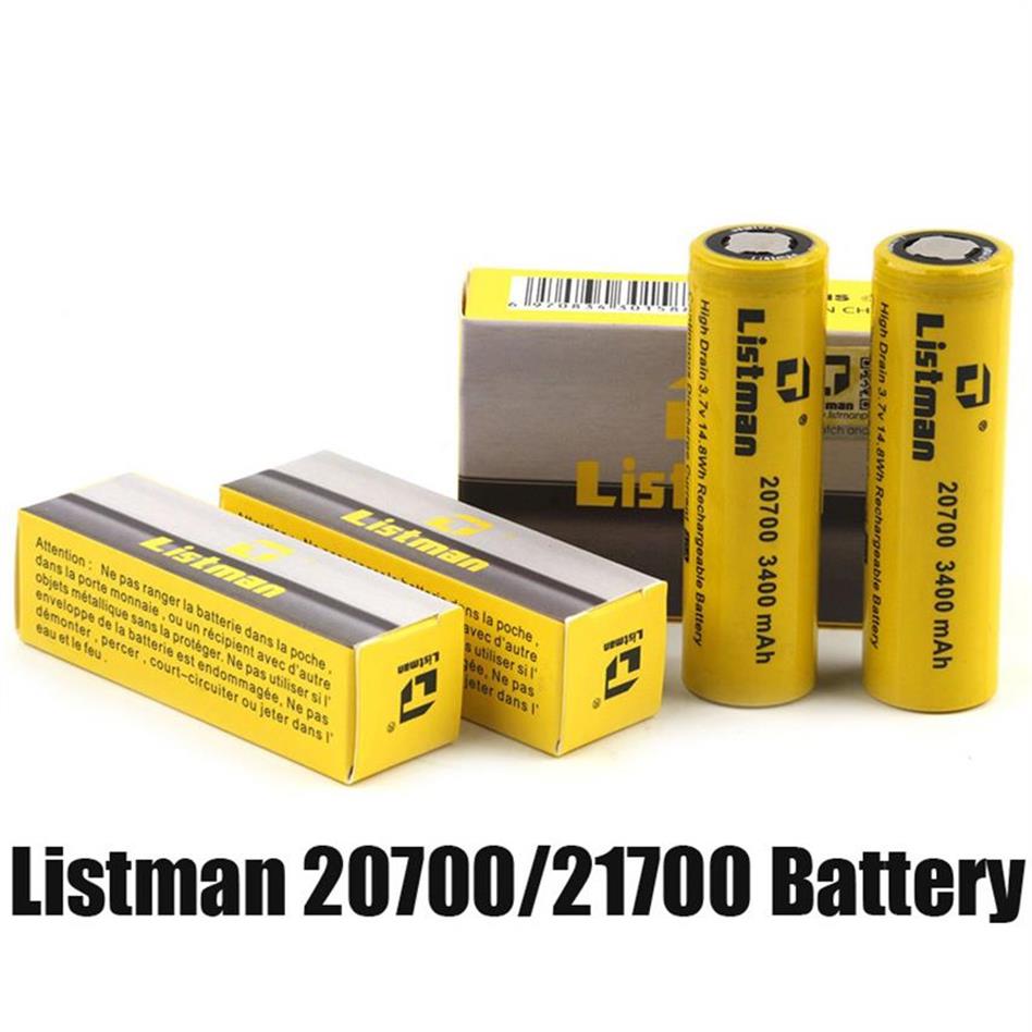 

100% Original Listman IMR 20700 3400mAh 21700 3800mAh 40A 3.7V High Drain Rechargeable Battery for 510 thread Vape Box Mod Genuine340 xx