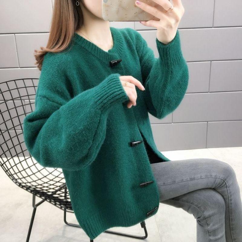 

Women's Knits & Tees Korean Green Lady Girl Cardigans Long Sleeve Knitted Sweater Women Vest Sweaters Button Jumpers Cardigan Jacket Loose C, White