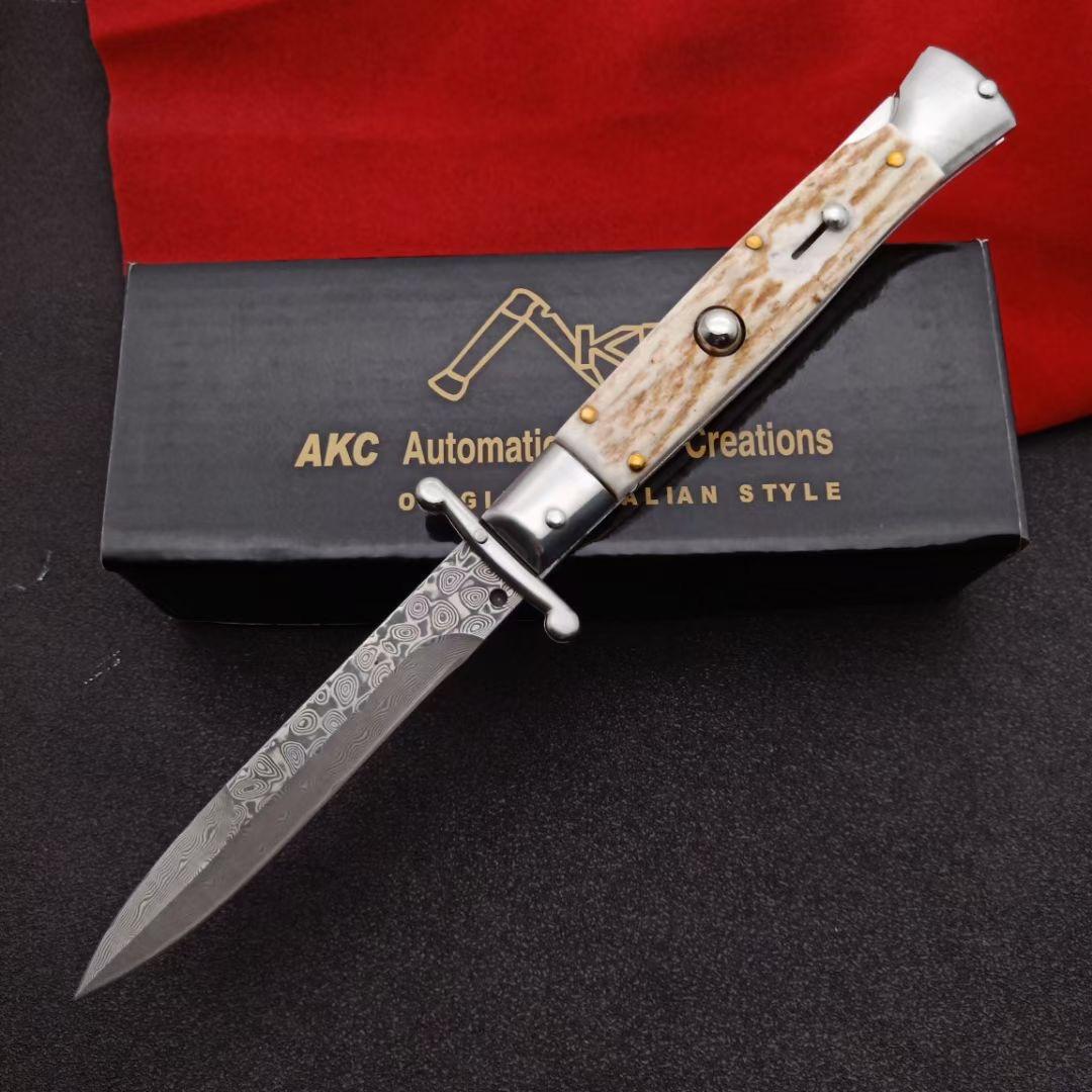 

4Models 9 inch Italian Mafia Italy Swinguard ATUO Pocket knife Damascus steel Outdoor Portable Survival Camping Hunting self-defense Automatic Tool knives 10 11