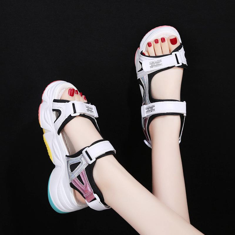 

Summer Women Sandals Wedges Fashion Platform Shoes Woman Casual Mixed Colors Beach Plus Size 42 For, Black