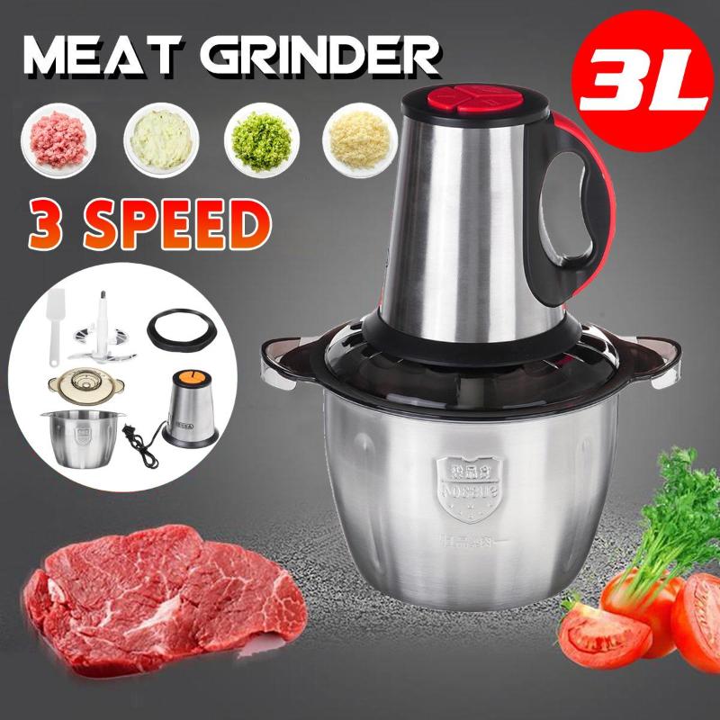 

Meat Grinders 3 Speeds 300W Stainless Steel 3L Capacity Electric Chopper Grinder Mincer Processor Slicer 2021