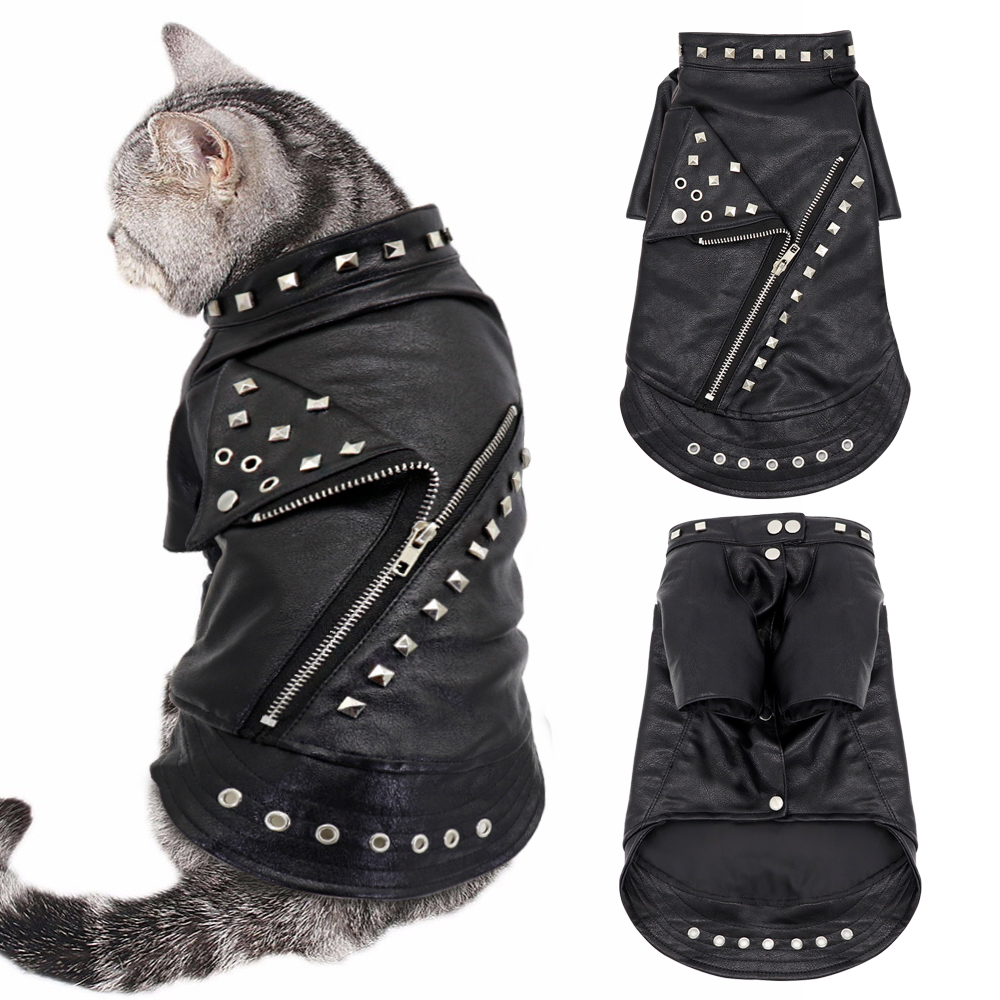 

eather Cat Jacket Warm Dogs Cat Cothes Coat Autumn Winter Pet Cothing Puppy Kitten Outfits Costumes for Chihuahua Yorkshire