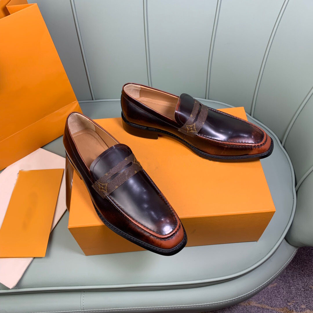 

2022 Men's Casual Genuine Leather Loafers Business Brogue Dress Shoes Brand Breathable Wedding Driving Flats Size 38-44, Black