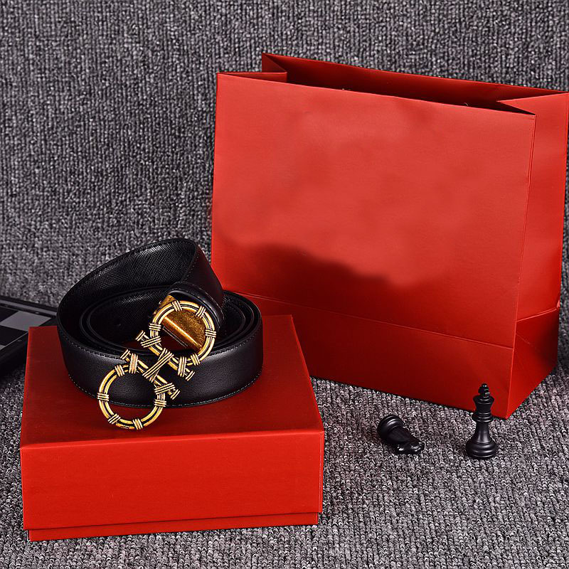 

Men Top Layer Leather Casual High Quality Belt Vintage Design Gold Silver Buckle Genuine Leather Belts For Men With Box