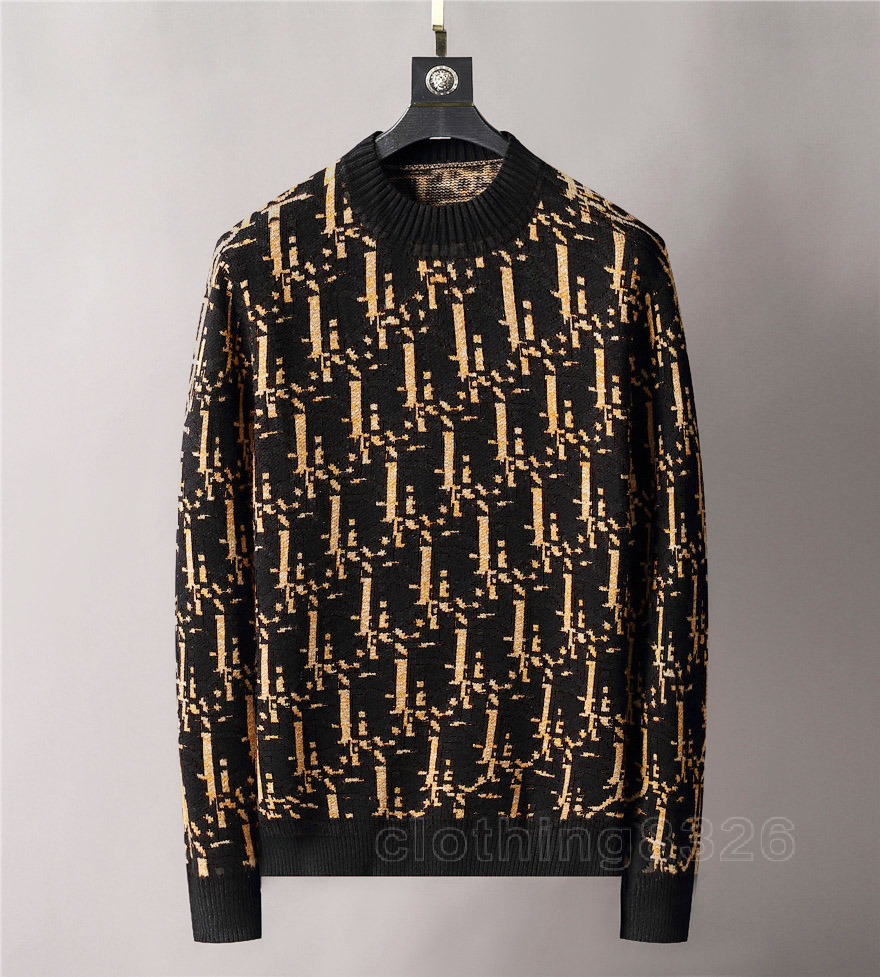 

2021 Men Sweater Classic Fashion Letter Pattern Autumn Winter Long Sleeve Mens Sweaters Casual Crew Neck Contrast Fashion Tops