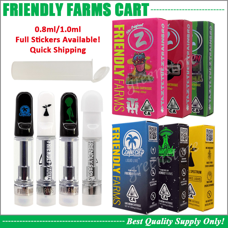 

Premium Friendly Farms Vape Cartridge 0.8ML 1.0ML Live Resin Tank Ceramic Coil Thick Oil 510 Ceramic Carts Apline Glo