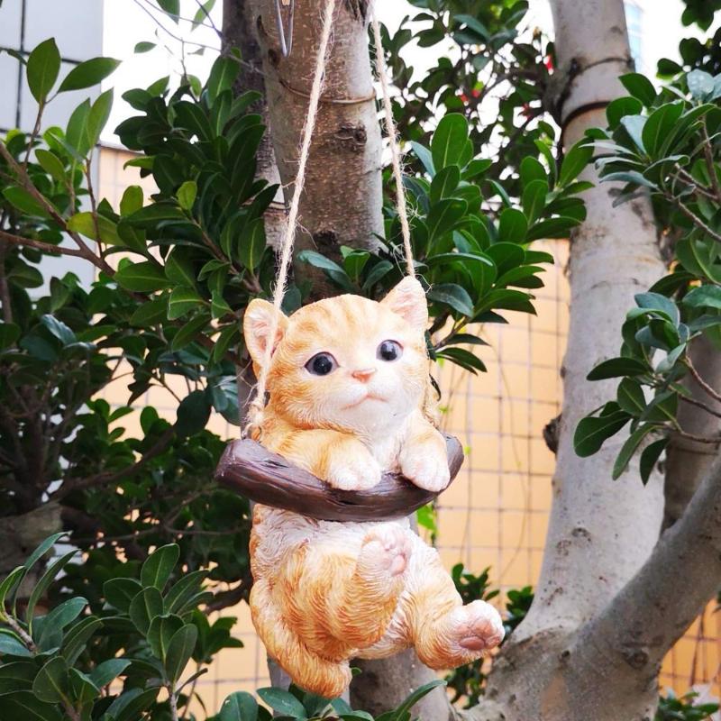 

Decorative Objects & Figurines Cat Hanging Garden Statue Cute Collection Decoration Outdoor Tree Miniature Sculpture Ornament Kid Gifts
