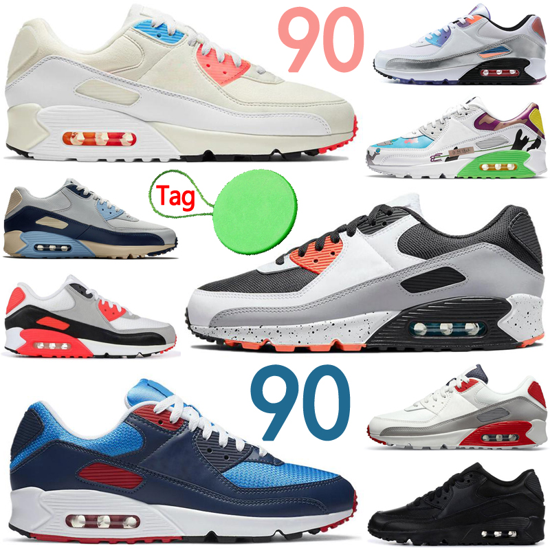 

With Tag 90 90s men women running shoes Turf Orange The Future Flyleather Blue Void infrared mens womens trainers sports sneakers runners, #11 infrared