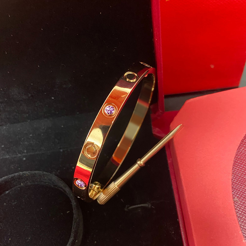 

Titanium Steel Bracelets Bangles for Couple Diamond Gold Size 16-21 Silver Classical Designer