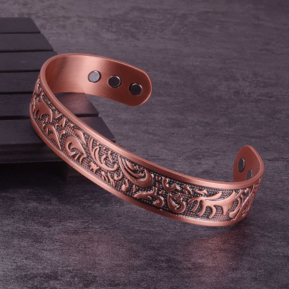 

Pure Copper Bracelet Men 15mm Wide Adjustable Vintage Cuff Copper Magnetic Bracelet Arthritis Magnetic Therapy Energy Bracelet Q0717
