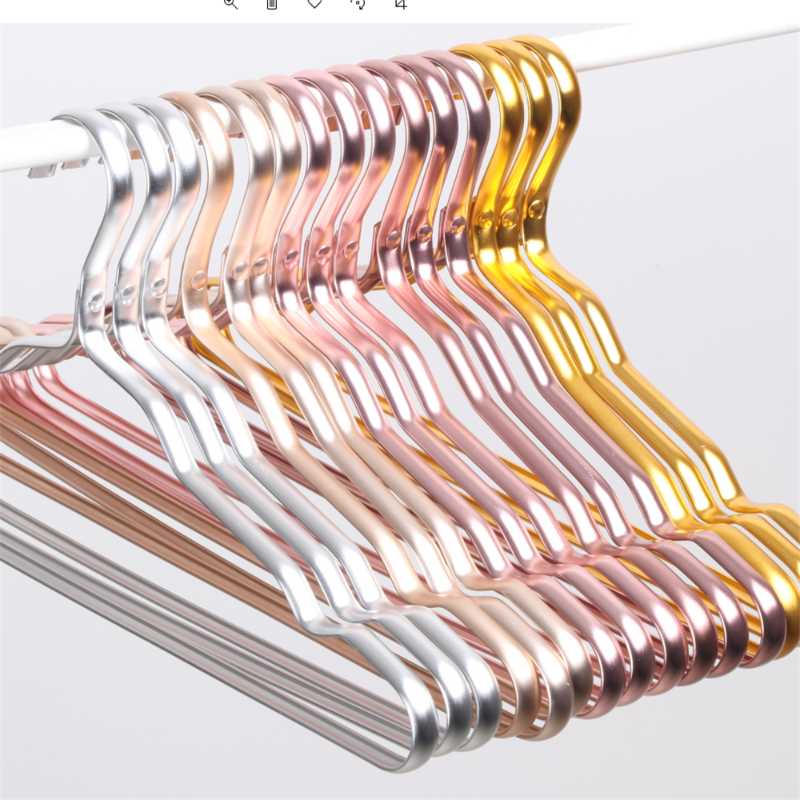 

Hangers & Racks 10PCS Clothes Hanger Rose Gold Household Clothing Organizer Shelf Aluminum Alloy Anti-skid Adult Dress Coat Pants Rack 41x19