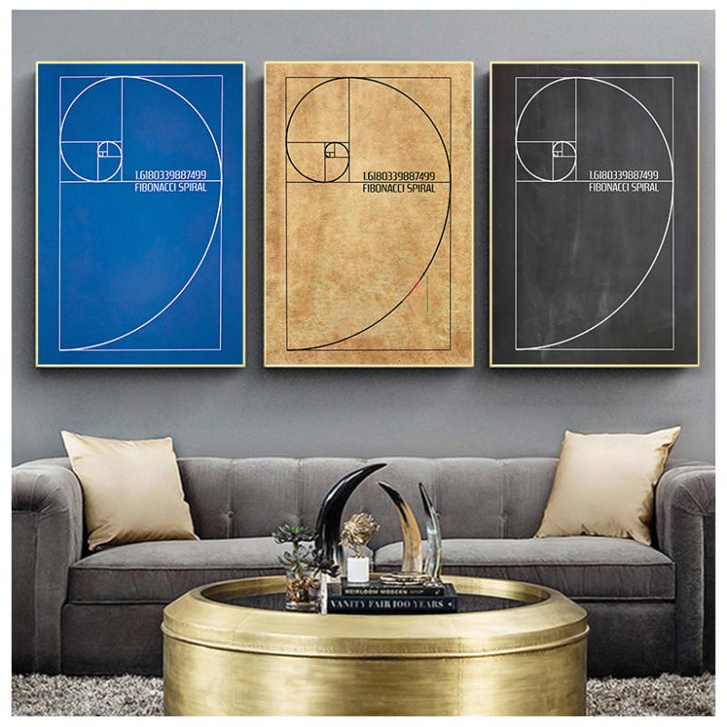 

Paintings Fibonacci Spiral Patent Wall Art Canvas Painting Golden Ratio Posters And Prints Vintage Blueprint Gift Idea Science Decoration
