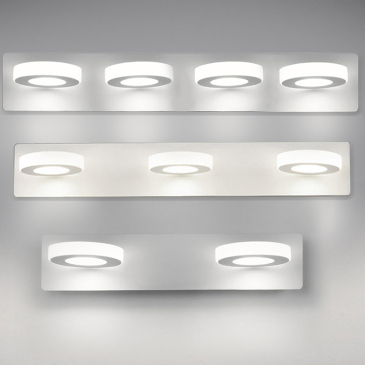 

AC85-265V LED Mirror wall lamp Modern Bathroom Circle Square Acrylic wall lamps 2heads 3heads 4heads indoor Lighting fixtures