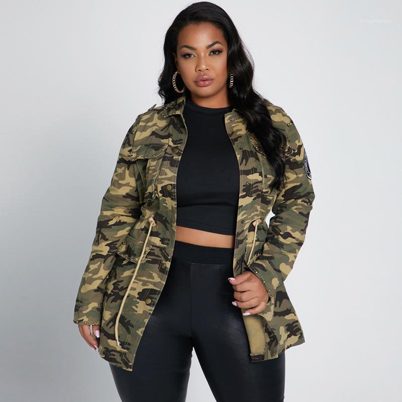 

Women's Jackets SCSTRONGER Plus Size Coat Drawstring Cool Camouflage Workwear Casual Jacket Spring Streetwear Fashion Ladies Outfits