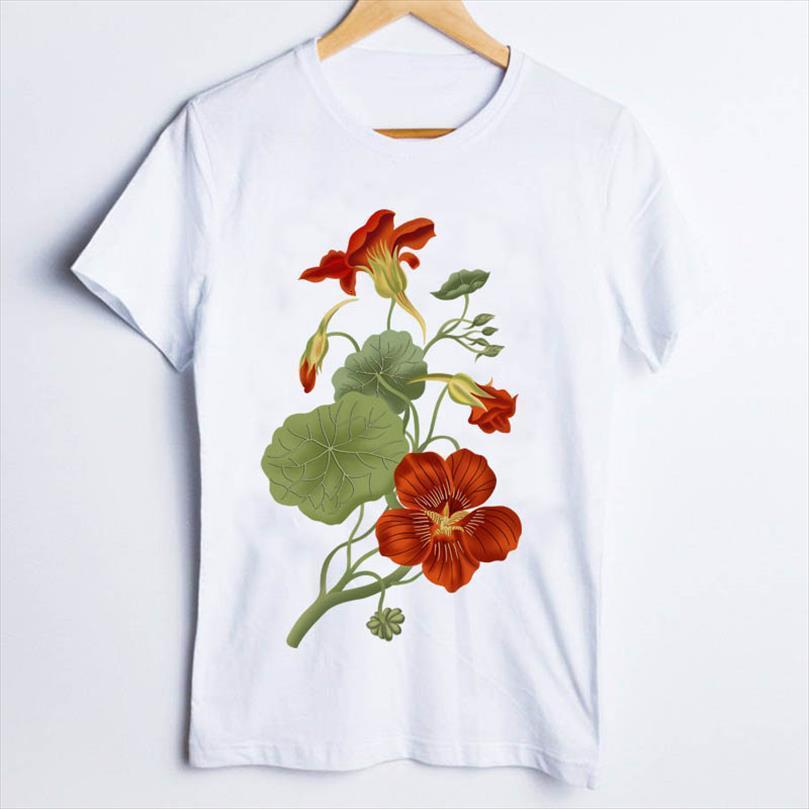 

tees and women print 90s men t shirt fashion short sleeve floral flower printing ladies clothes lady clothing female, White;black