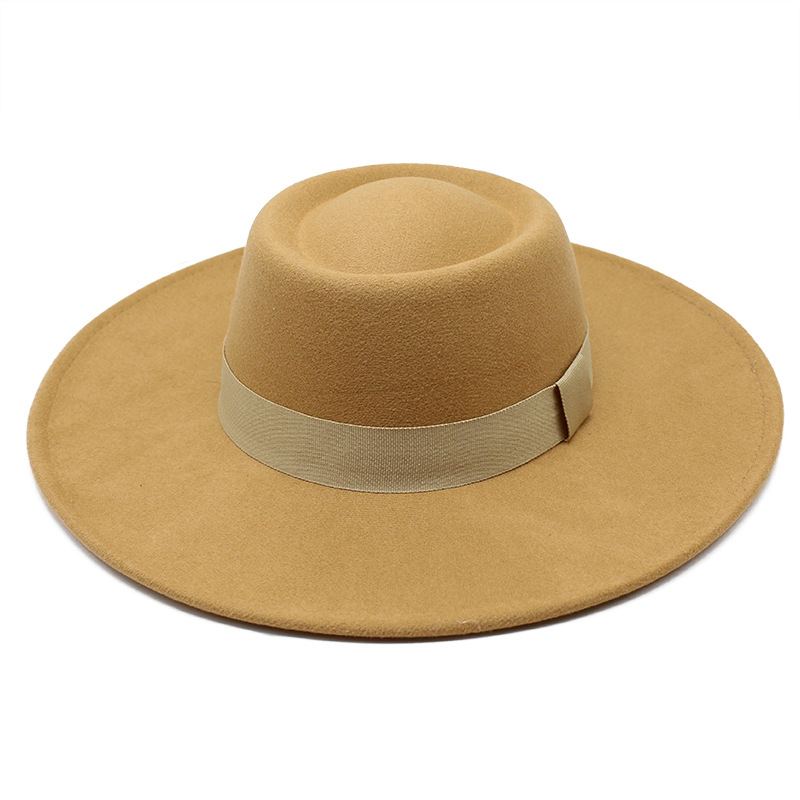

2021 Fashion TOP hats for men & women Elegant luxury Solid felt Fedora Hat Band Wide Flat Brim Jazz cap Stylish Trilby Panama Caps a1
