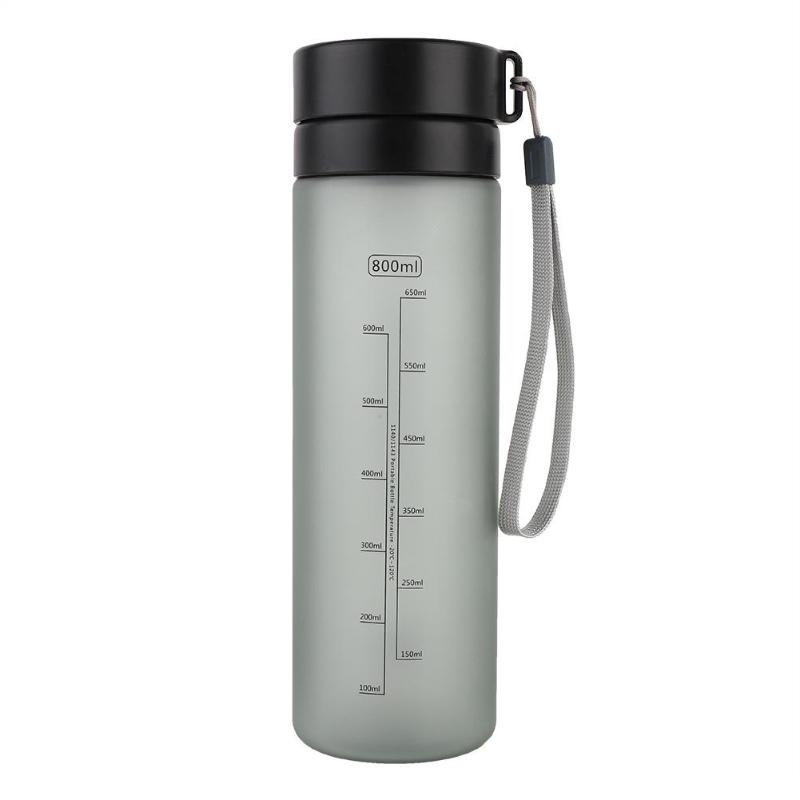 

Water Bottles 800ml Fashion Portable Large Capacity Bottle Leak-proof (Black)