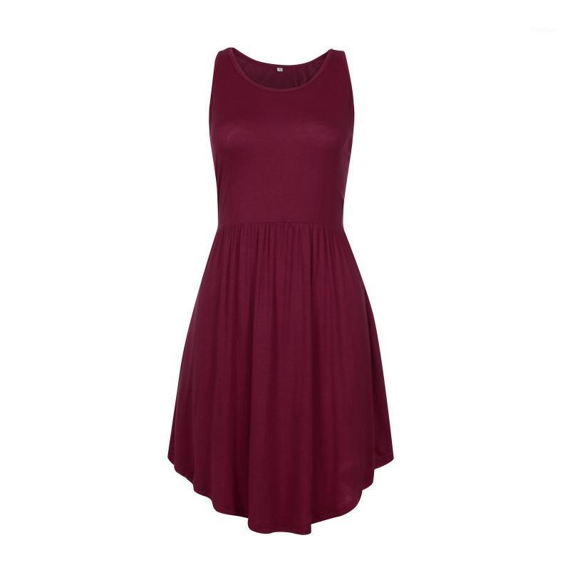 

Casual Dresses Summer Elegant Short Dress Women Fashion Comfy Sexy Solid Color U-neck Pocketed Sleeveless Slip-on Jurken