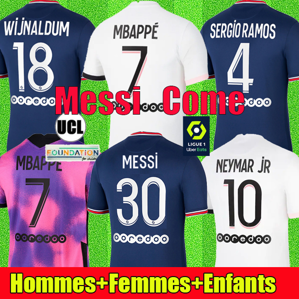 

21 22 PSG MBAPPE KEAN soccer jerseys MESSI SERGIO RAMOS VERRATTI 2021 2022 MARQUINHOS KIMPEMBE DI MARIA HAKIMI tops men shirt and kids sets maillots de football, 20/21 third kids