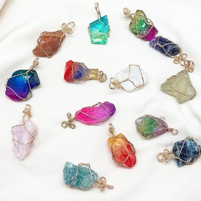 

Charms Momiji Irregular Handmade Cystal Pendant Necklace For The Women Charm Jewelry Making Natural Stone Set, Bronze;silver