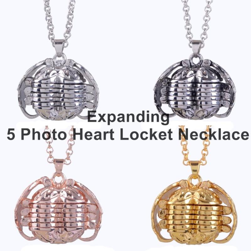

Pendant Necklaces Magic 5 Po Heart Memory Floating Locket Necklace Angel Flash Box Fashion