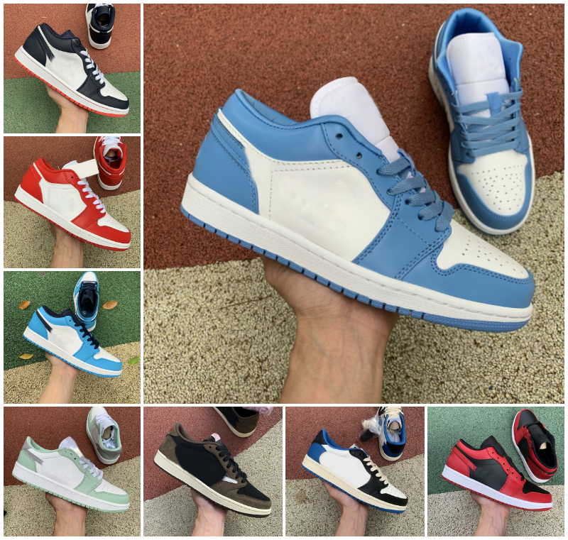 

Mens UNC University Blue 1 1s Basketball Shoes Pairs Black Guava Ice Smoke Grey Gold Low Womens Game Royal Banned Bred Chicago Red Toe Court Purple Pine Green Sneakers, Box