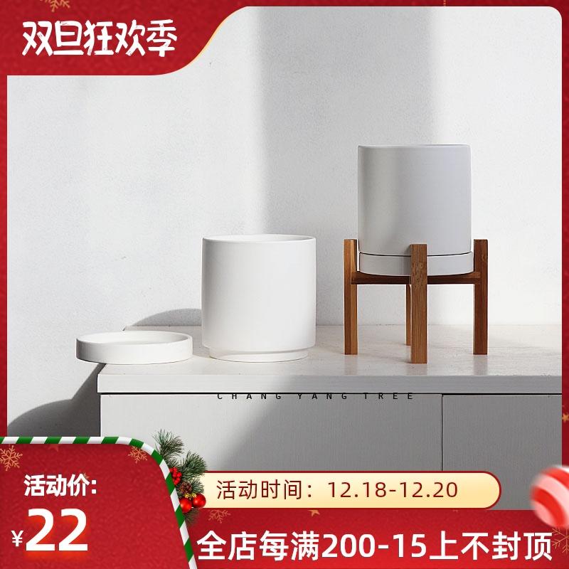 

Nordic Simple Modern American Bamboo Pot Tray With A Lazy Flower Vases