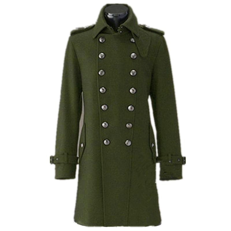 

Men's Wool & Blends WWII German Army Overcoat General Coat Winter Coats Double-Breasted Men Woolen Black Solid Color, Black default